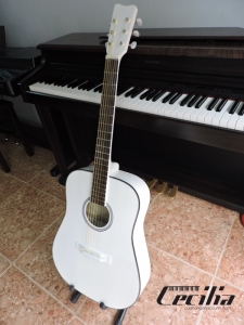 Đàn Guitar acoustic trắng dáng tròn